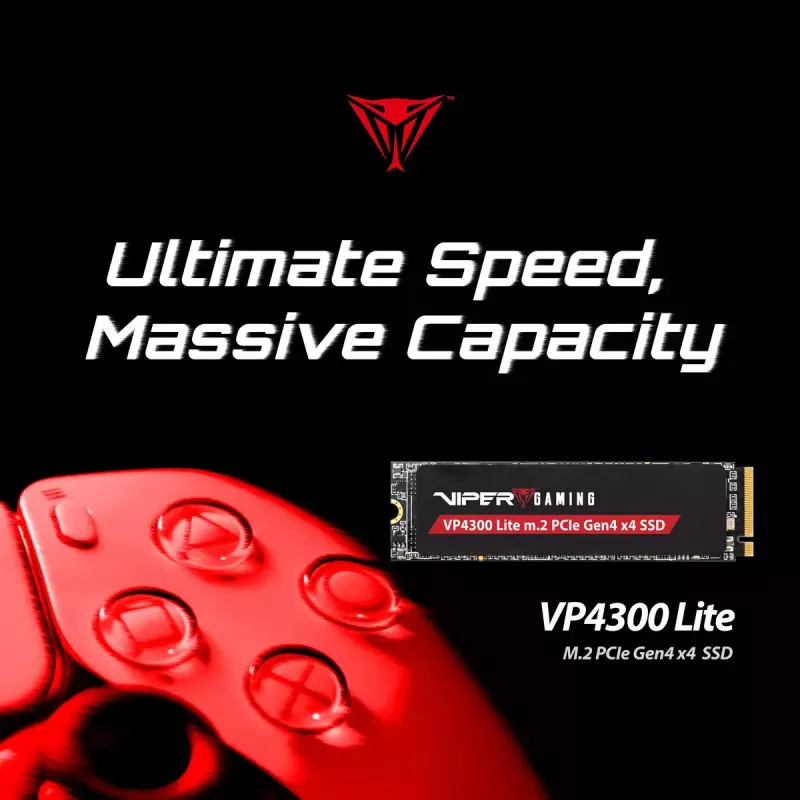M.2 2280 NVMe SSD PATRIOT VP4300 Lite 4 TB, PCIe 4.0 x4, skaitymo 7400 MB/s, rašymo 6000 MB/s, NVMe 2.0