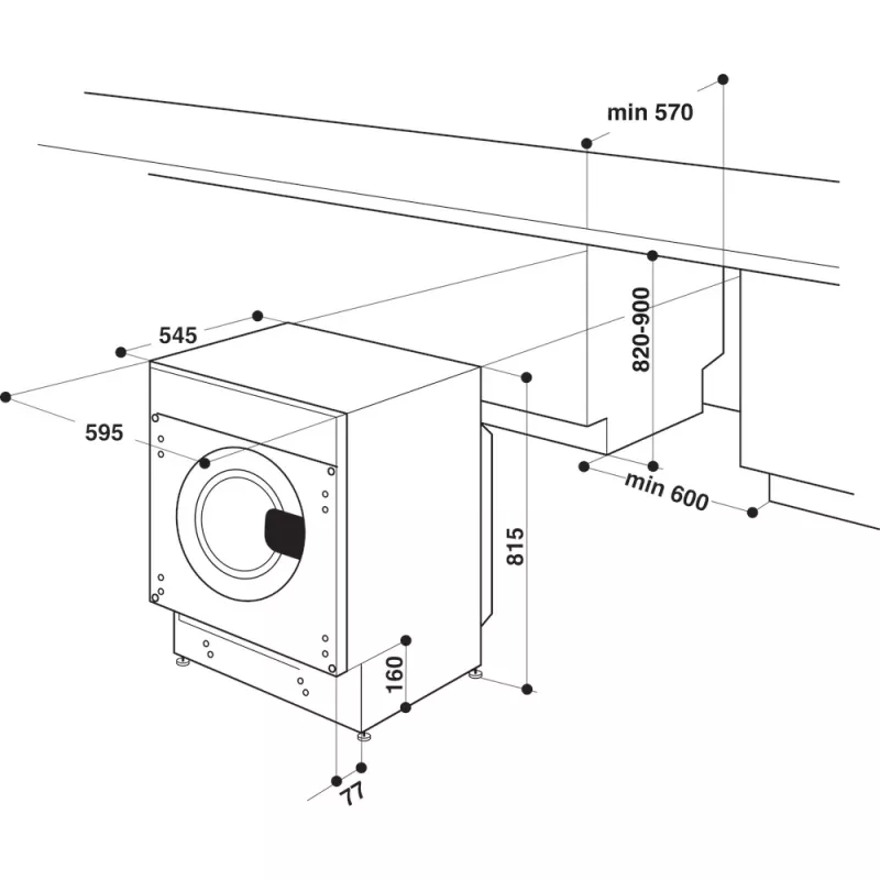 Whirlpool FreshCare BI WDWG 861485 EU skalbyklė-džiovyklė Įmontuojama Priekinio įkrovimo Balta