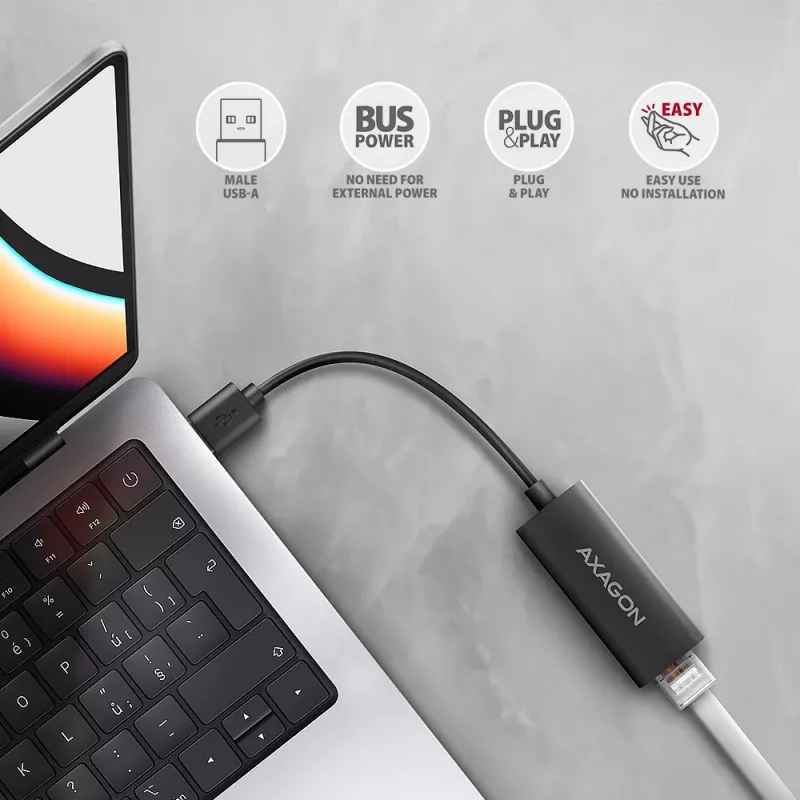 Axagon ADE-AR USB-A 3.2 Gen 1 - Gigabit Ethernet adapteris, Realtek 8153