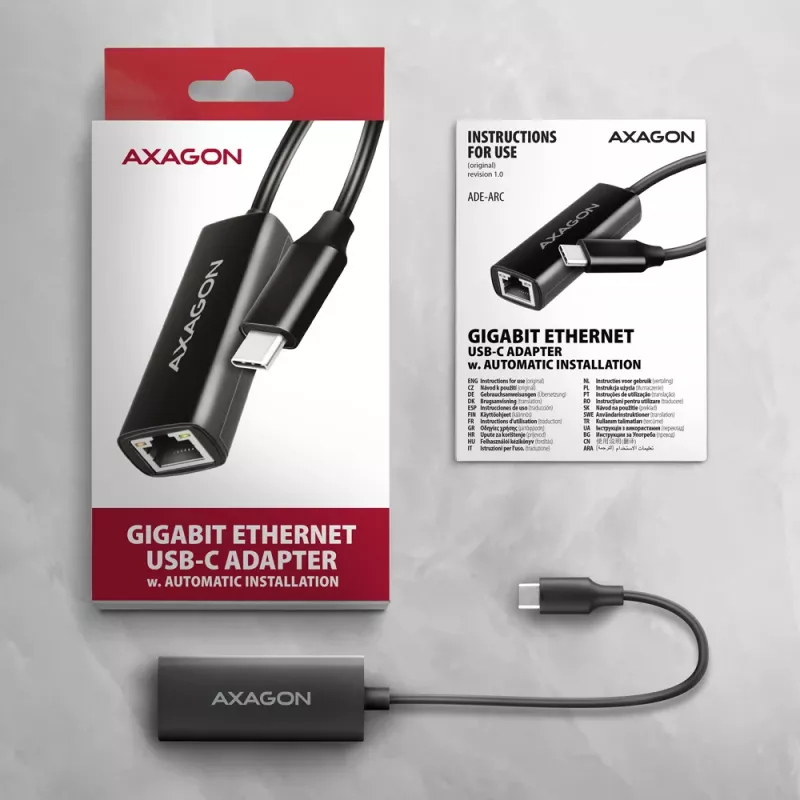 Axagon ADE-ARC USB-C 3.2 Gen 1 – Gigabit Ethernet adapteris, Realtek 8153