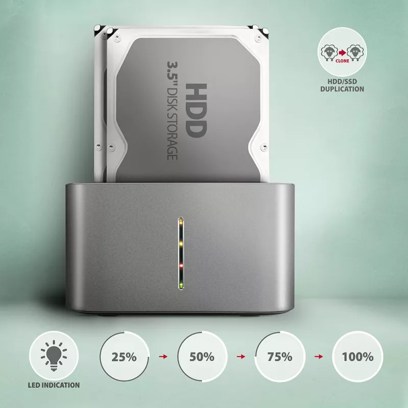 Axagon ADSA-DC SuperSpeed USB DUAL 2,5 colio/3,5 colio HDD/SSD DUAL dokas