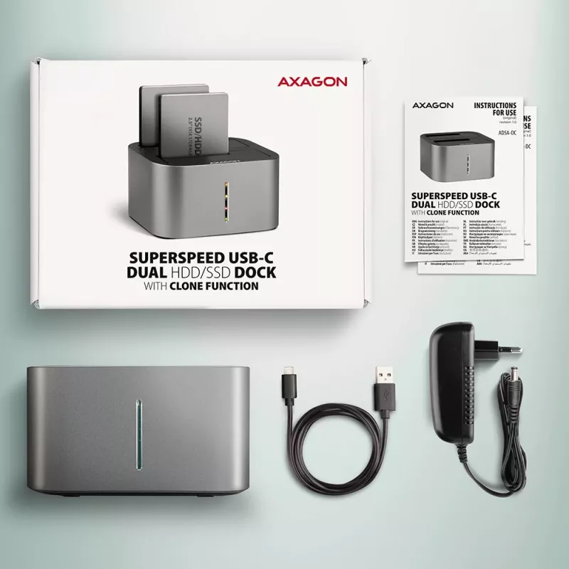 Axagon ADSA-DC SuperSpeed USB DUAL 2,5 colio/3,5 colio HDD/SSD DUAL dokas