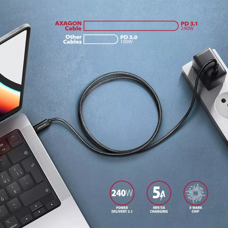 USB laidas Axagon BUCM4X-CM10AB USB4 Gen 3x2 1m Juodas