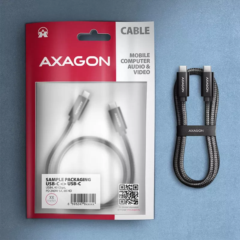 USB laidas Axagon BUCM4X-CM10AB USB4 Gen 3x2 1m Juodas