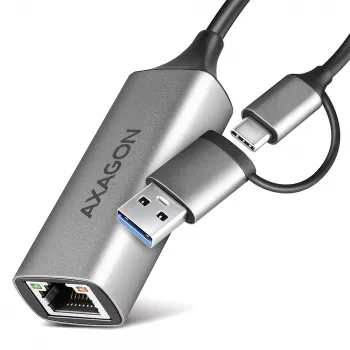 Axagon ADE-TXCA USB-C + USB-A 3.2 Gen 1 – Gigabit Ethernet adapteris, Asix AX88179
