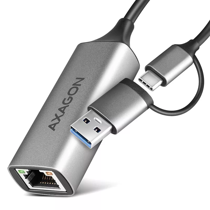 Axagon ADE-TXCA USB-C + USB-A 3.2 Gen 1 – Gigabit Ethernet adapteris, Asix AX88179