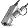 Axagon ADE-TXCA USB-C + USB-A 3.2 Gen 1 – Gigabit Ethernet adapteris, Asix AX88179