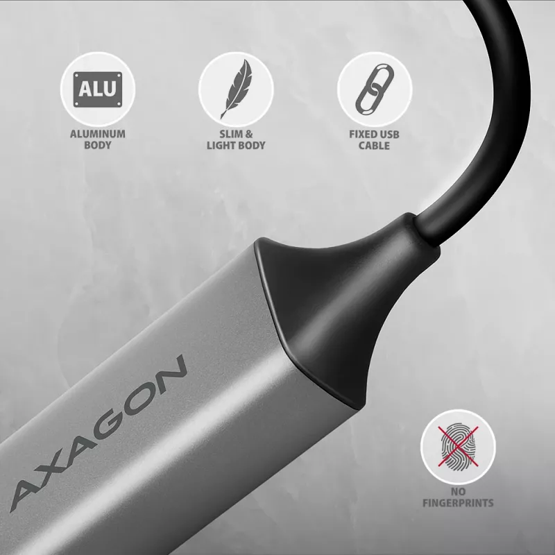 Axagon ADE-TXCA USB-C + USB-A 3.2 Gen 1 – Gigabit Ethernet adapteris, Asix AX88179
