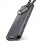 Axagon HMC-5H8K USB 5Gbps šakotuvas 2x USB-A USB-C HDMI 8k/30Hz PD 100W kabelis USB-C laidinis USB 3.2 Gen 1 (3.1 Gen 1) Type-C pilkas