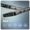 Axagon HMC-5H8K USB 5Gbps šakotuvas 2x USB-A USB-C HDMI 8k/30Hz PD 100W kabelis USB-C laidinis USB 3.2 Gen 1 (3.1 Gen 1) Type-C pilkas