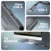 Axagon HMC-5H8K USB 5Gbps šakotuvas 2x USB-A USB-C HDMI 8k/30Hz PD 100W kabelis USB-C laidinis USB 3.2 Gen 1 (3.1 Gen 1) Type-C pilkas