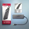 Axagon HMC-5H8K USB 5Gbps šakotuvas 2x USB-A USB-C HDMI 8k/30Hz PD 100W kabelis USB-C laidinis USB 3.2 Gen 1 (3.1 Gen 1) Type-C pilkas