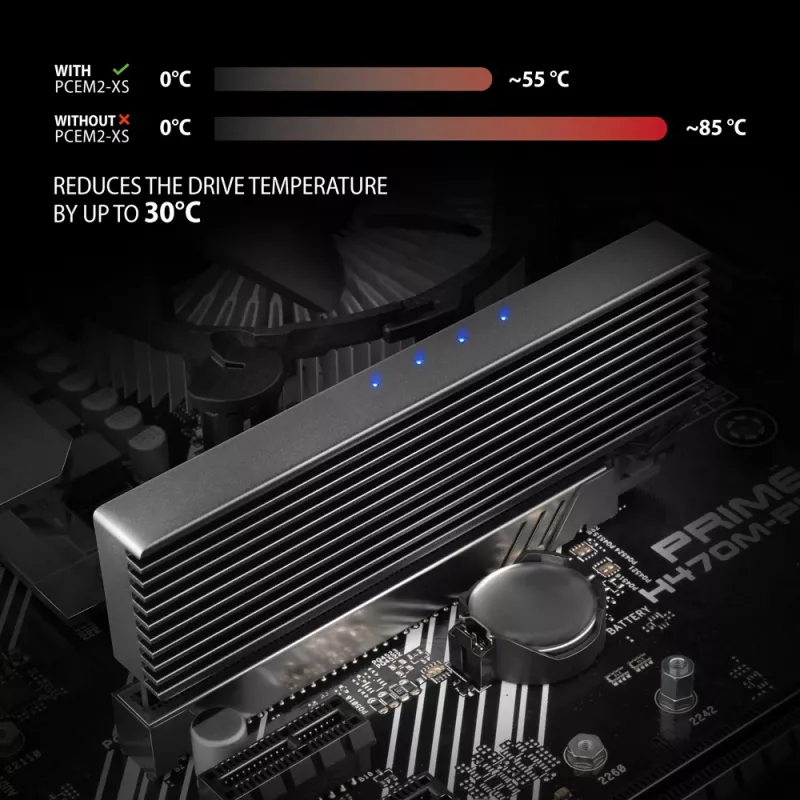Axagon PCEM2-XS PCIe x16 - M.2 NVMe M-key lizdo adapteris su pasyviu aliuminio radiatoriumi