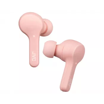 Ausinės JVC HA-A7T-P belaidės į ausis įdedamos binauralinės, Bluetooth 5.0, IPX4, 6 val. baterija (14 val. su dėklu), belaidis įkrovimas, baltos