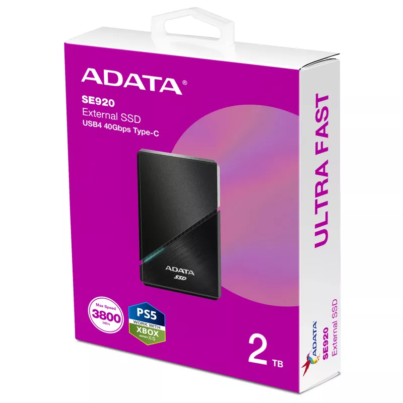 ADATA SE920 Thunderbolt technologija 2 TB USB Type-C 3.2 Gen 2 (3.1 Gen 2) juoda