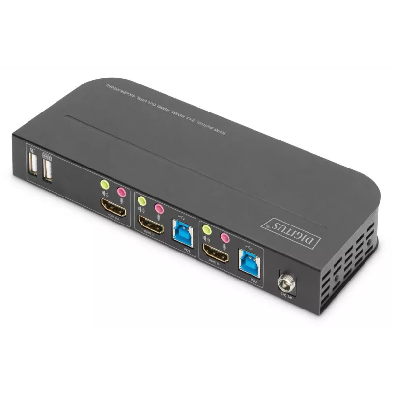 DIGITUS KVM jungiklis - 2x1 HDMI, HDMI išvestis, USB, 4Kx2K@60Hz