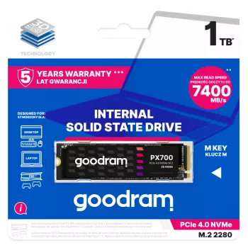 Goodram PX700 SSD SSDPR-PX700-01T-80 vidinis kietojo kūno diskas 1 TB M.2 PCI Express 4.0 NVMe 3D NAND