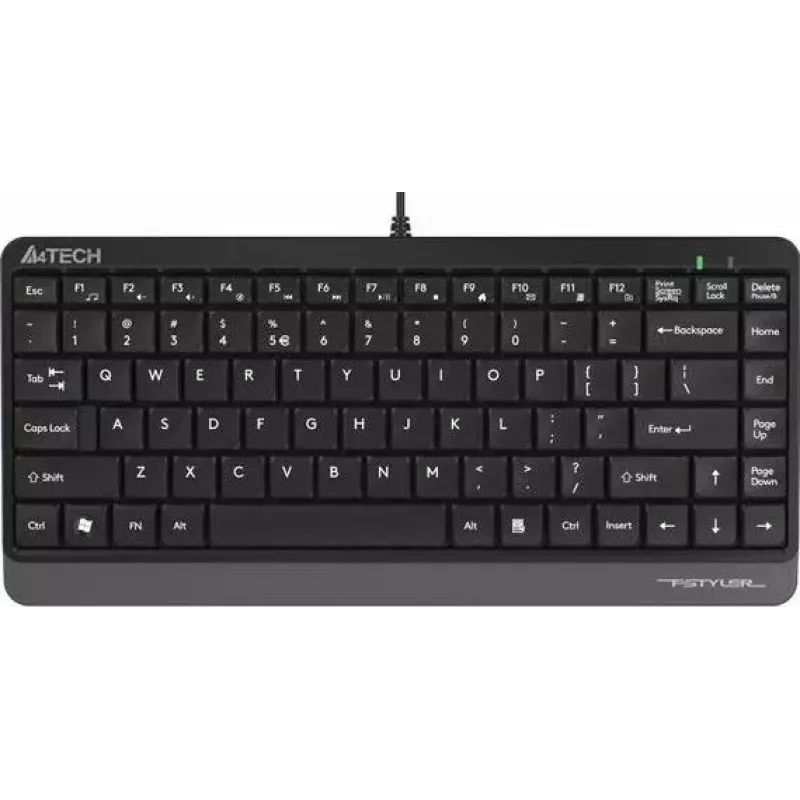 Laidinė USB klaviatūra A4Tech FStyler FK11 — kompaktiškas standartinis išdėstymas, angliška, 12 greitųjų klavišų, riešo atrama, 1,5 m laidas