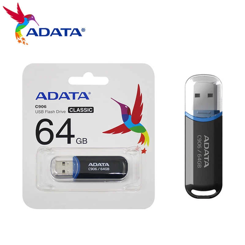 USB atmintukas ADATA C906 64 GB USB Type-A 2.0, juodas, dangteliu apsaugota jungtis