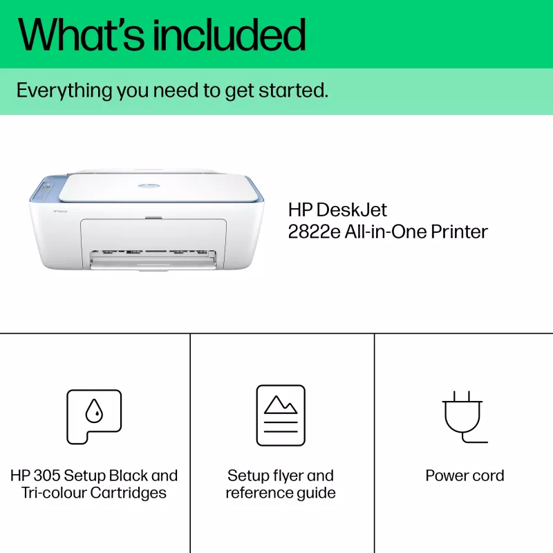 HP DeskJet 2822e belaidis daugiafunkcis spalvotas spausdintuvas, Instant Ink; kopijavimo aparatas, skaitytuvas
