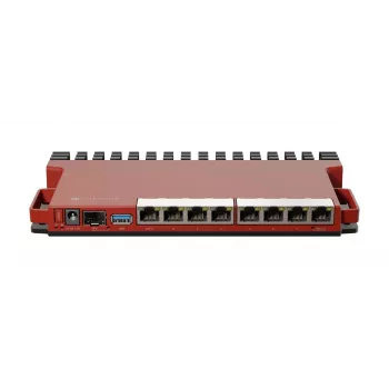 Laidinis maršrutizatorius MikroTik L009UiGS-RM — 8x RJ-45, 2,5 Gigabit Ethernet, 1x SFP, 1x USB, 800 MHz procesorius, 512 MB RAM, raudonas