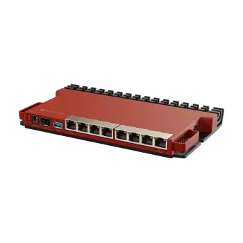 Laidinis maršrutizatorius MikroTik L009UiGS-RM — 8x RJ-45, 2,5 Gigabit Ethernet, 1x SFP, 1x USB, 800 MHz procesorius, 512 MB RAM, raudonas