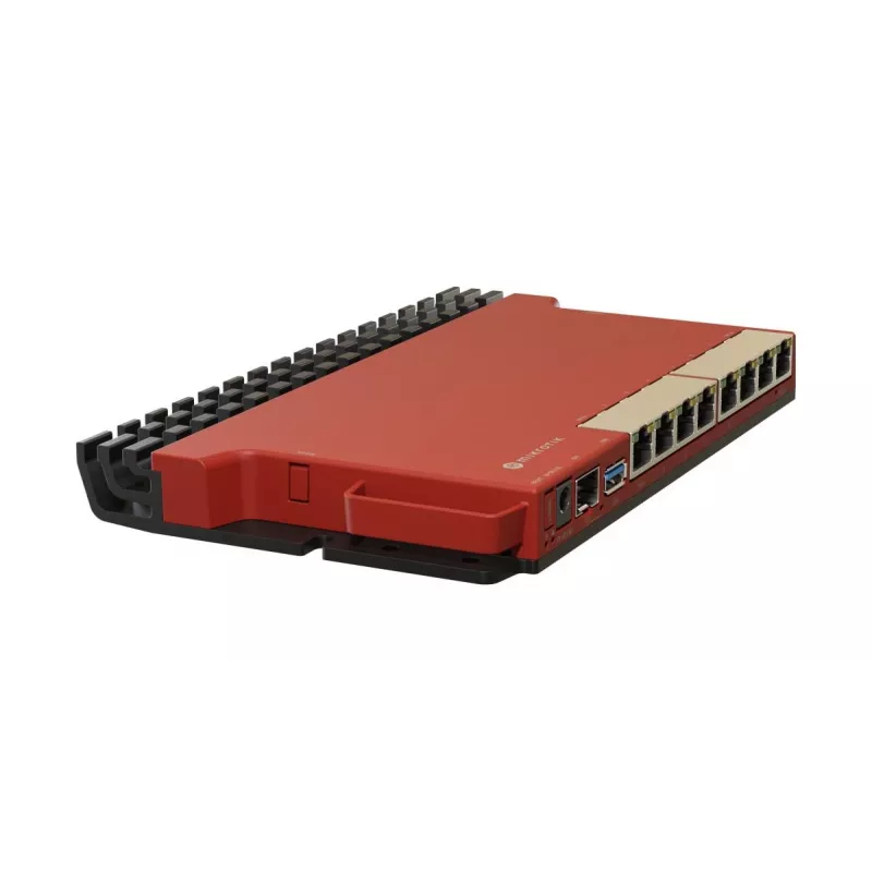 Laidinis maršrutizatorius MikroTik L009UiGS-RM — 8x RJ-45, 2.5 Gigabit Ethernet, 1x SFP, 1x USB, 800 MHz CPU, 512 MB RAM, raudonas