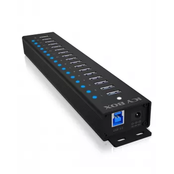 ICY BOX 17-Port Hub with USB 3.2 Gen 1 Type-A interface, USB 3.2 Gen 1 (3.1 Gen 1) Type-A, USB 3.2 Gen 1 (3.1 Gen 1) Type-A, USB Type-B, 5000 Mbit/s, Juoda, China, DC
