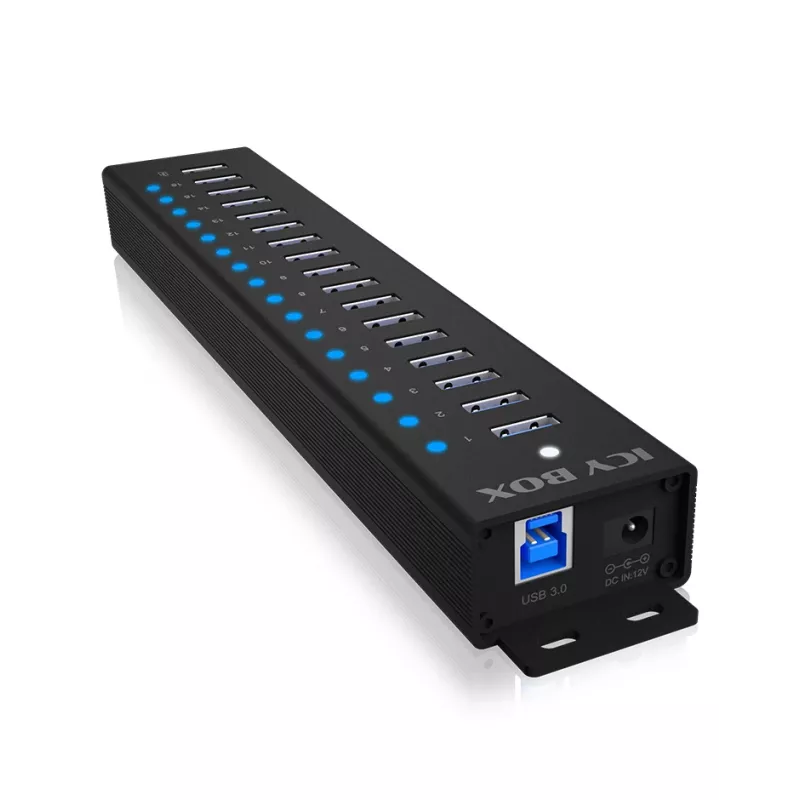 ICY BOX 17-Port Hub with USB 3.2 Gen 1 Type-A interface, USB 3.2 Gen 1 (3.1 Gen 1) Type-A, USB 3.2 Gen 1 (3.1 Gen 1) Type-A, USB Type-B, 5000 Mbit/s, Juoda, China, DC