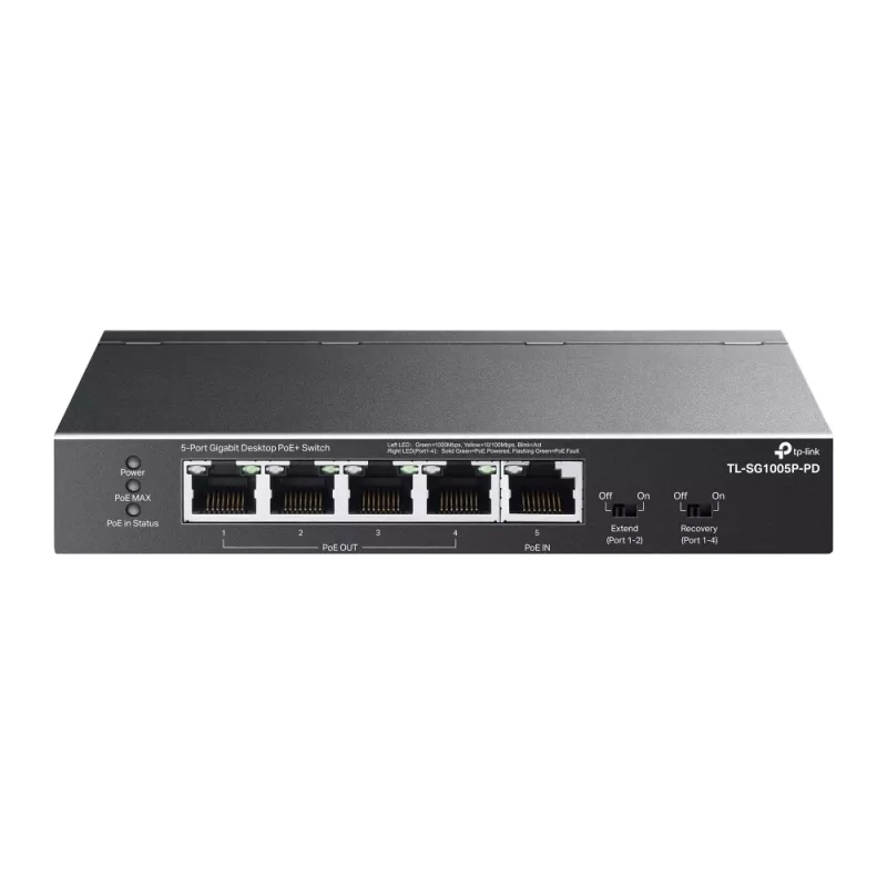 TP-Link TL-SG1005P-PD tinklo komutatorius Gigabit Ethernet (10/100/1000) maitinimas per eternetą (PoE) juodas