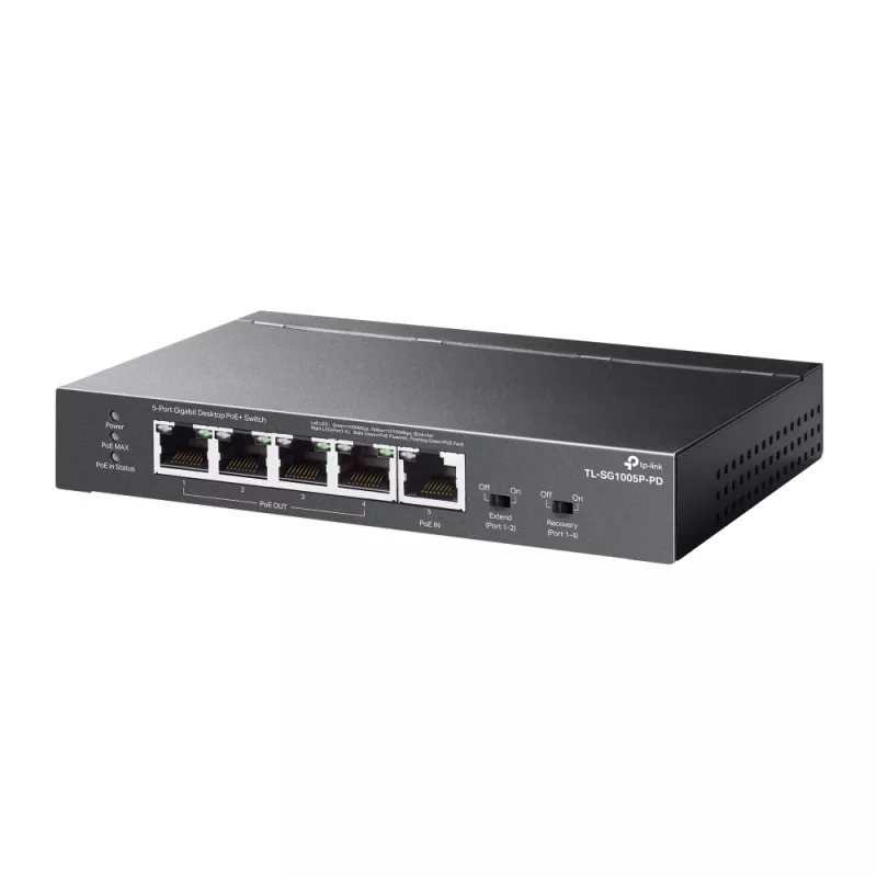 TP-Link TL-SG1005P-PD tinklo komutatorius Gigabit Ethernet (10/100/1000) maitinimas per eternetą (PoE) juodas