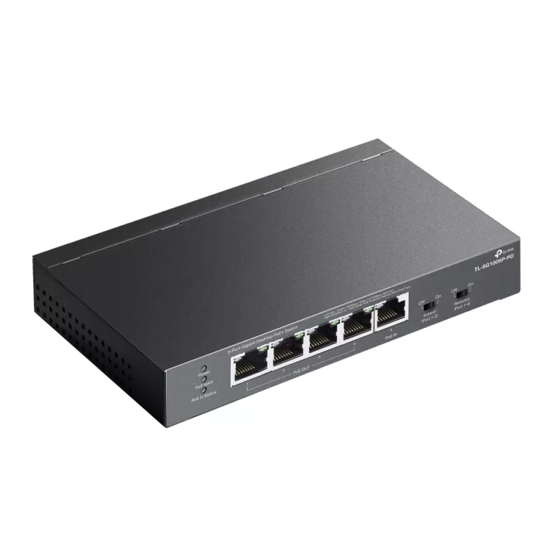 TP-Link TL-SG1005P-PD tinklo komutatorius Gigabit Ethernet (10/100/1000) maitinimas per eternetą (PoE) juodas