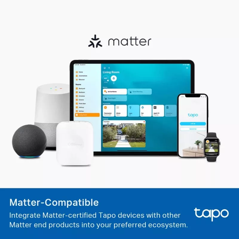 TP-Link Tapo išmanioji lemputė, daugiaspalvė, Matter, išmanioji lemputė, Wi-Fi / Bluetooth, balta, 802.11b, 802.11g, Wi-Fi 4 (802.11n), WPA-PSK, WPA2-PSK, WPA3-SAE, LED