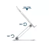 Nešiojamojo kompiuterio stovas Gembird NBS-D1-03, sidabrinis, aliuminis, skirtas iki 39,6 cm (15,6 col.), sulankstomas, aukštis 60 mm, maks. apkrova 5 kg