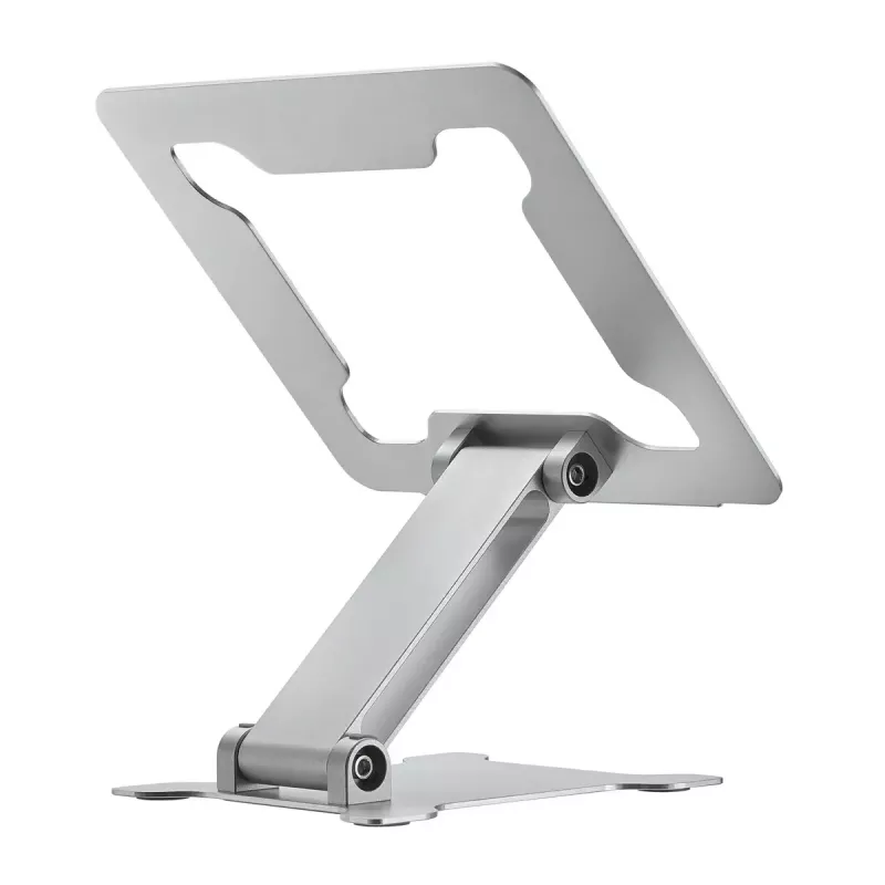Nešiojamojo kompiuterio stovas Gembird NBS-D1-03, sidabrinis, aliuminis, skirtas iki 39,6 cm (15,6 col.), sulankstomas, aukštis 60 mm, maks. apkrova 5 kg