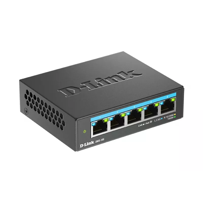 D-Link 5 prievadų 2.5G kelių gigabitų stalinis komutatorius nevaldomas L2 5 × 2.5G prievadai