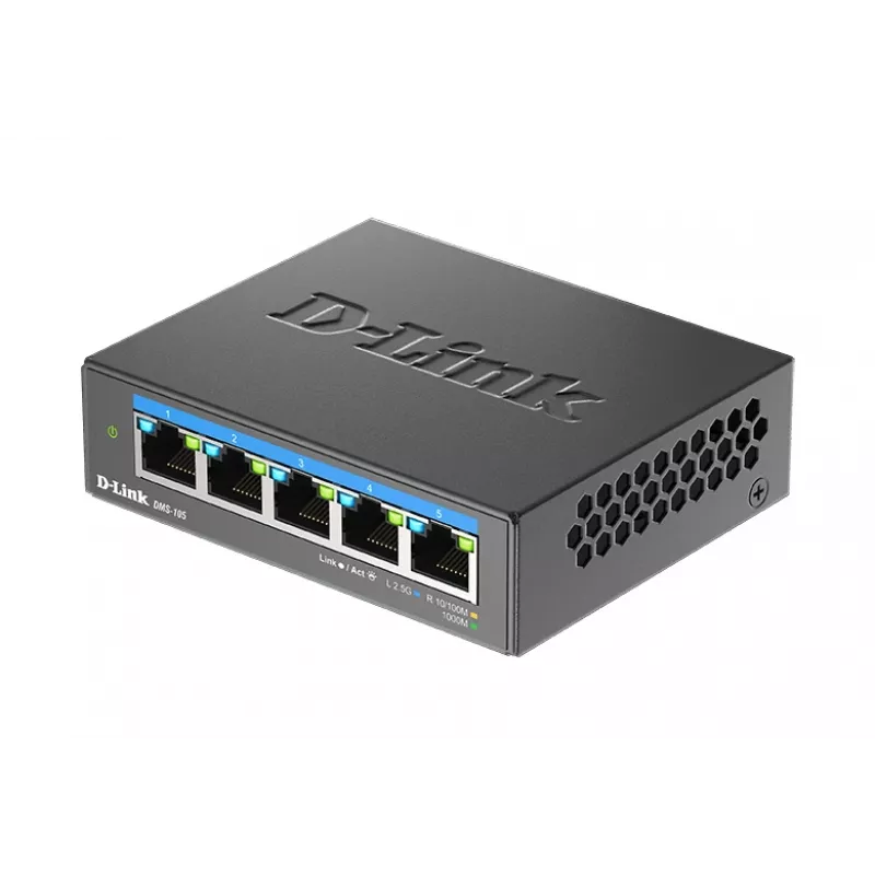 D-Link 5 prievadų 2.5G kelių gigabitų stalinis komutatorius nevaldomas L2 5 × 2.5G prievadai