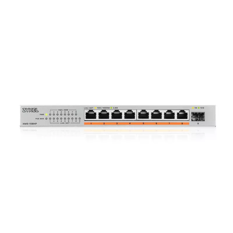 Zyxel XMG-108HP Nevaldomas 2.5G Ethernet (100/1000/2500) maitinimo per Ethernet (PoE) komutatorius