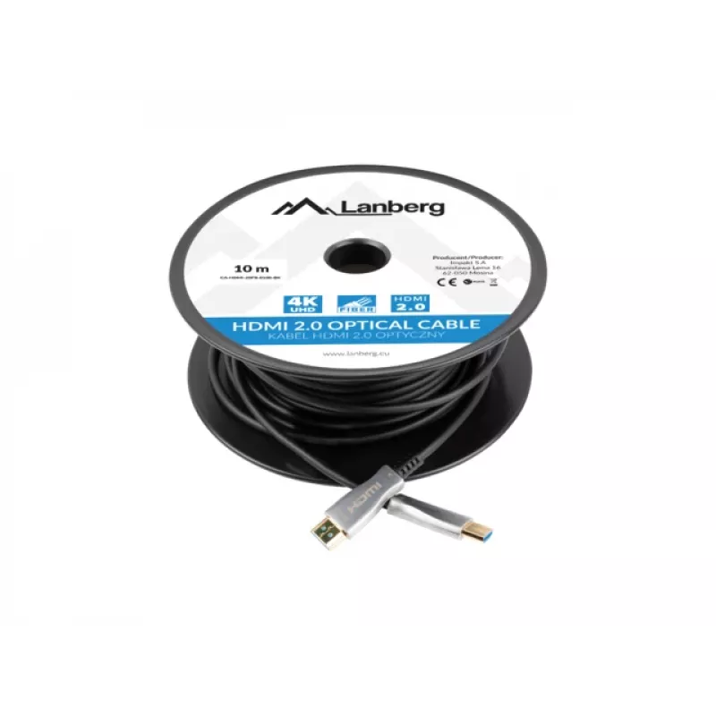 LANBERG HDMI laidas V2.0 optinis AOC M/m - 10 m juodas