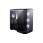 PC korpusas MSI MAG PANO M100R PZ Micro Tower juodas — microATX/ITX, šoninis langas, įvairių spalvų LED, 39 cm GPU, USB-C