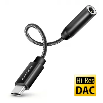 Axagon ADA-HC USB-C prie 3,5 mm lizdo – Hi-Res DAC garso adapteris, 384 kHz/32 bitų, stereofoninis