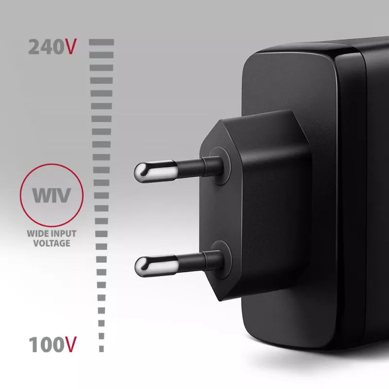 Axagon ACU-DPQ100 PD3.0 & QC 4+ TRIJŲ IŠĖJIMŲ sieninis įkroviklis 100W