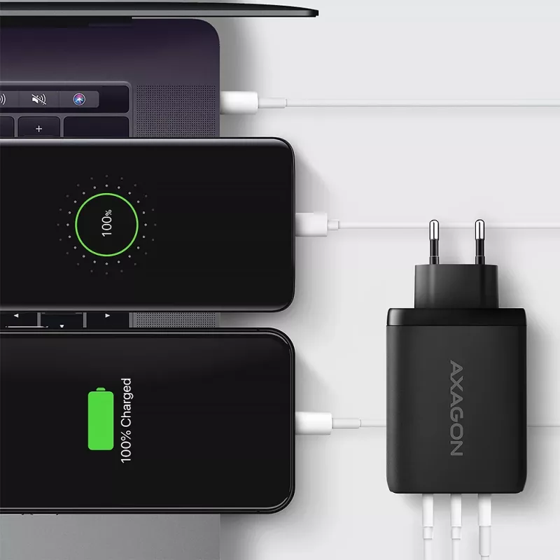 Axagon ACU-DPQ100 PD3.0 & QC 4+ TRIJŲ IŠĖJIMŲ sieninis įkroviklis 100W