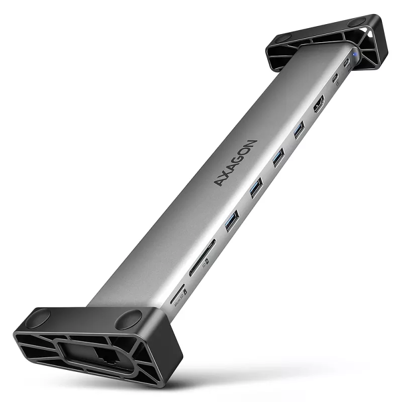 Axagon HMC-10HLS, USB 5Gbps šakotuvas, 4x USB-A, HDMI 4k/60Hz, RJ-45, SD/microSD, PD 100W