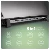 Axagon HMC-10HLS, USB 5Gbps šakotuvas, 4x USB-A, HDMI 4k/60Hz, RJ-45, SD/microSD, PD 100W