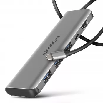 Axagon HMC-5H USB 5Gbps šakotuvas, 3x USB-A, HDMI 4k/30Hz, PD 100W, 100cm USB-C laidas