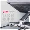 Axagon HMC-STND daugiafunkcis USB-C 5 Gbps šakotuvas ir aliuminis stovas nešiojamiesiems kompiuteriams. HDMI 4k/60Hz, GLAN, PD ir 3 USB-A prievadai. USB-C laidas 60 cm.