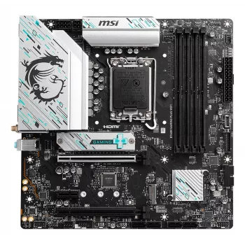 Pagrindinė plokštė MSI B760M GAMING PLUS WIFI – Intel B760, LGA 1700, mikro ATX, DDR5, 4 DIMM, Wi‑Fi 6E, 2,5 Gb LAN