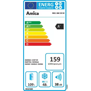 Amica KGCL 384 155 W laisvai pastatomas šaldytuvas 157 l