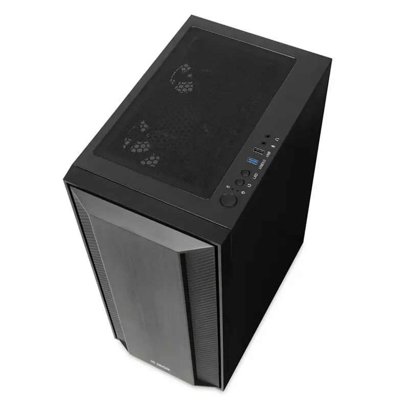 PC korpusas IBOX CETUS 906 Midi Tower juodas — ATX/mATX, 460×210×350 mm, 29 cm GPU, 7 diskų talpyklos, RGB ventiliatoriai